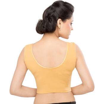 Women's Gold Cotton Lycra Non Padded Stretchable Readymade Blouse 2