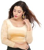 Women's Gold Velvet Non Padded Stretchable Readymade Blouse