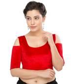 Women's Red Velvet Non Padded Stretchable Readymade Blouse