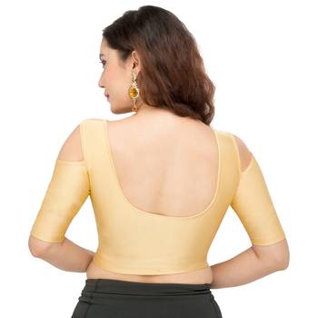 Women's Gold Nylon Non Padded Stretchable Readymade Blouse 2