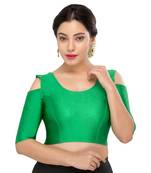 Women's Green Nylon Non Padded Stretchable Readymade Blouse