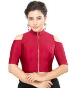 Women's Maroon Nylon Non Padded Stretchable Readymade Blouse
