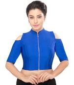 Women's Royal Blue Nylon Non Padded Stretchable Readymade Blouse