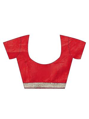 Chhabra 555  Red embroidered Art Silk Heavy Work saree with blouse 4