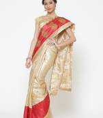 Chhabra 555  Beige embroidered Art Silk Heavy Work saree with blouse