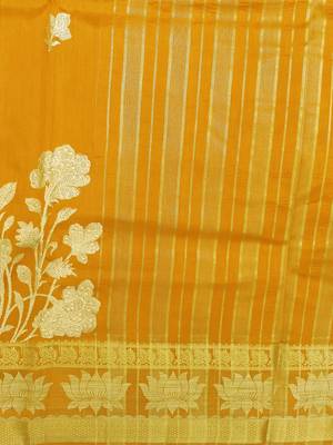 Chhabra 555  Orange embroidered Art Silk Heavy Work saree with blouse 4