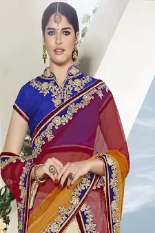 Multicolor Net And  Dupatta Net Patch Work And Stone Work And Zari Work And Sequince Work Unstitched Lehenga Choli