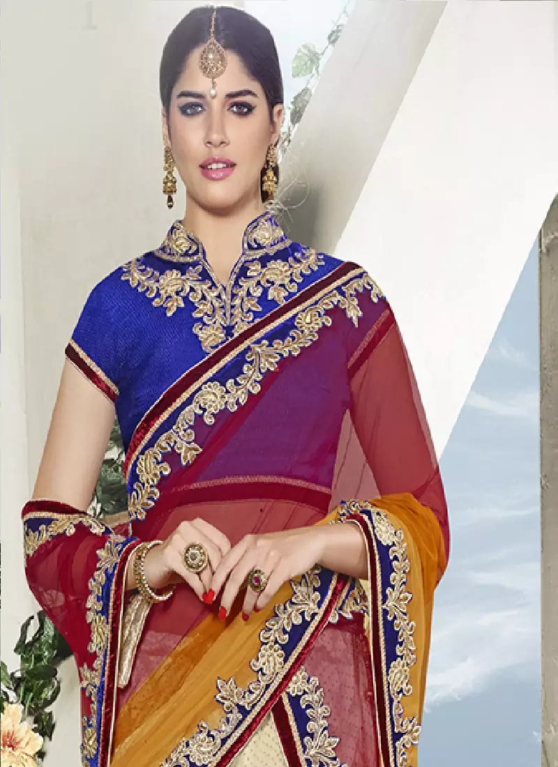 Multicolor Net And  Dupatta Net Patch Work And Stone Work And Zari Work And Sequince Work Unstitched Lehenga Choli