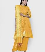 chhabra 555 Mustard hand woven unstitched hand woven salwar kameez with dupatta