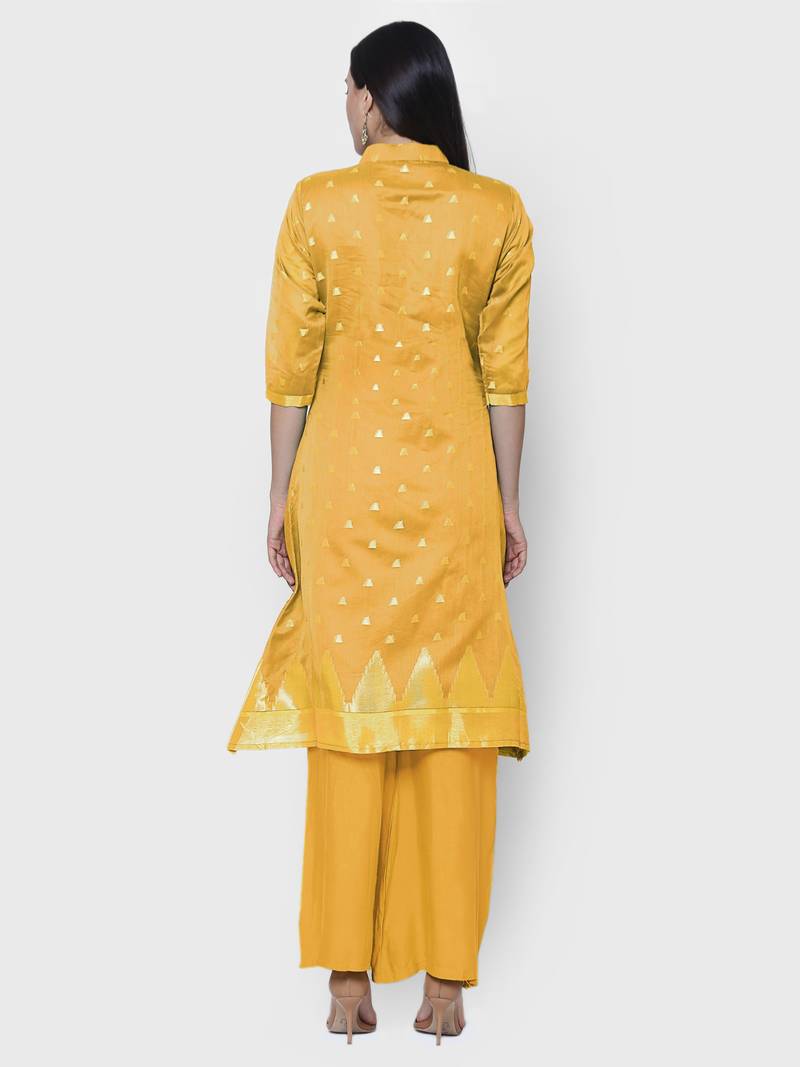 chhabra 555 Mustard hand woven unstitched hand woven salwar kameez with dupatta