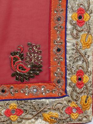 Chhabra 555  Maroon embroidered Poly Georgette Heavy Work saree with blouse 4