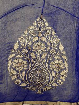 Chhabra 555  Blue Embellished Poly Chiffon  saree with blouse 3