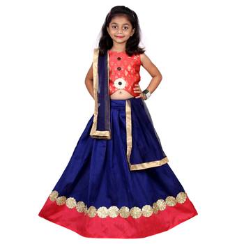 Blue Embroidered Silk Stitched Lehenga 1