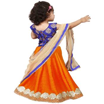 Orange Embroidered  Stitched Lehenga 3