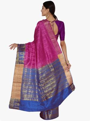 Chhabra 555  Magenta Woven design Art Silk Banarasi saree with blouse 2