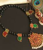 Beautiful Kemp Green Mango Designer Palakka Necklace Set 