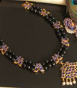 Beautiful Black Blue Mango Pearl Designer Necklace Set