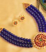 Beautiful Handmade Blue Agate Designer Necklace Set