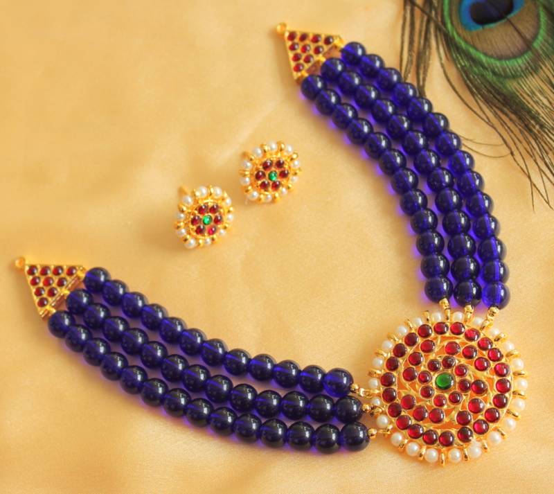 Beautiful Handmade Blue Agate Designer Necklace Set
