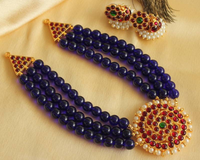 Beautiful Handmade Blue Agate Designer Necklace Set