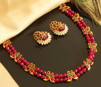 Beautiful Kemp Green Mango Designer Necklace Set  1