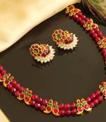 Beautiful Kemp Green Mango Designer Necklace Set 