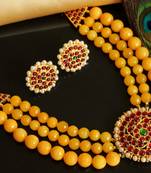 Beautiful Handmade Yellow Agate Designer Necklace Set