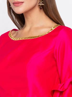 Pink Solid Polysilk Readymade Blouse 5