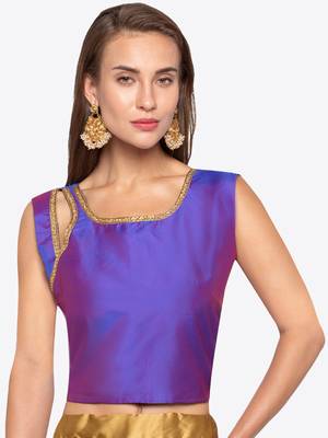 Purple Solid Tafetta Silk Readymade Blouse 1