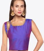 Purple Solid Tafetta Silk Readymade Blouse