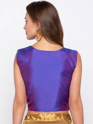 Purple Solid Tafetta Silk Readymade Blouse 2