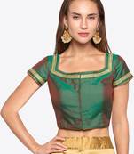 Green Solid Tafetta Readymade Blouse