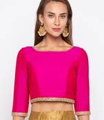 Pink Solid Polysilk Tafetta Readymade Blouse