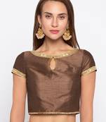 Brown Solid Dupion Readymade Blouse