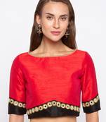 Red Solid Dupion Readymade Blouse