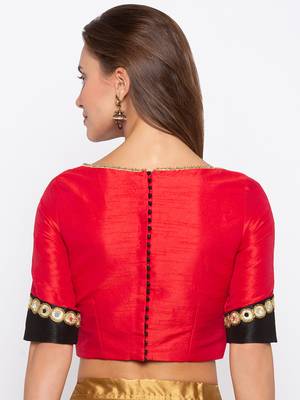 Red Solid Dupion Readymade Blouse 2