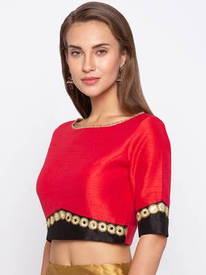 Red Solid Dupion Readymade Blouse 4