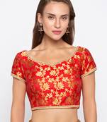 Red Self Design Jacquard Readymade Blouse