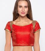 Red Self Design Jacquard Readymade Blouse