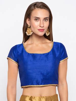 Blue Solid Dupion Readymade Blouse 1