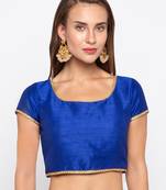 Blue Solid Dupion Readymade Blouse