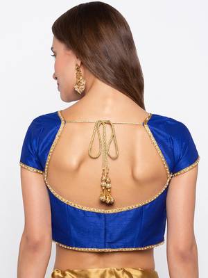 Blue Solid Dupion Readymade Blouse 2