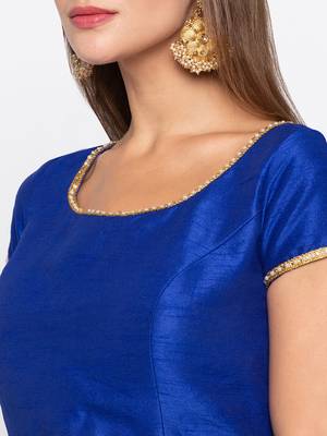 Blue Solid Dupion Readymade Blouse 5