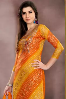 Orange Gotta Patti Chanderi Salwar With Dupatta