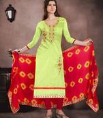 Light-green embroidered chanderi salwar with dupatta