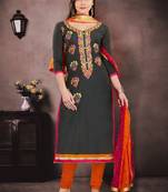 Grey embroidered chanderi salwar with dupatta