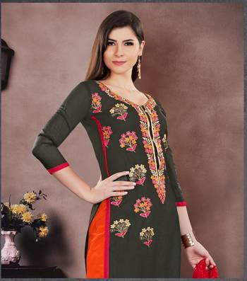 Grey embroidered chanderi salwar with dupatta 3