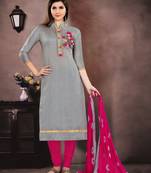 Grey embroidered chanderi salwar with dupatta