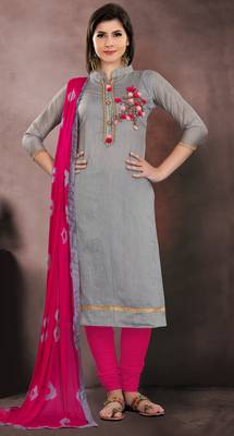 Grey embroidered chanderi salwar with dupatta 2