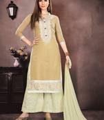 Cream embroidered chanderi salwar with dupatta